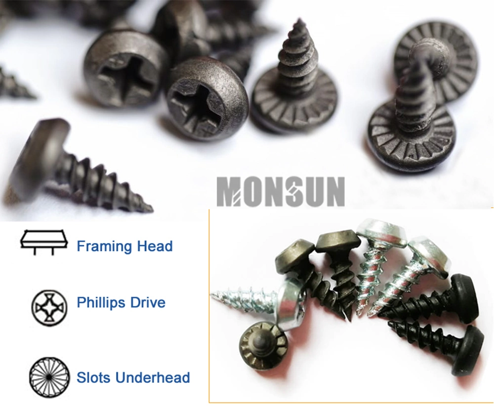 Frame Pan Head with 12 Serrations Fasteners Hardware Self-Tapping Framing Nails Drywall Screws