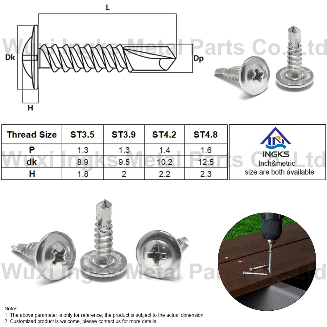 High Quality for Sheet Metal SS304 SS316 Phillips Truss Wafer Head Self Drilling Screws