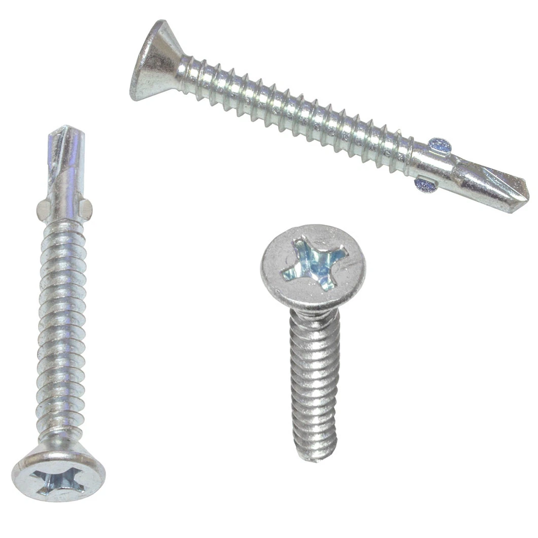 Flat Head Phillips Drive Carbon Steel Self Drilling Screws with Wings