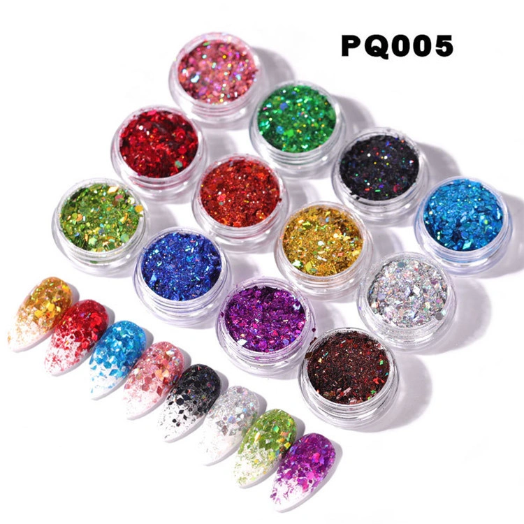 Nail Art Japanese Jewelry Glitter Sequins Laser Super Shiny Gradient to Do Nail Powder Loose Powder Net Red Explosion