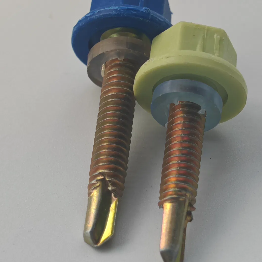 Hex Washer Head Waterproofing Screw Steel to Timber Fix Roofing Fastening Color Head Painted Patented Tip