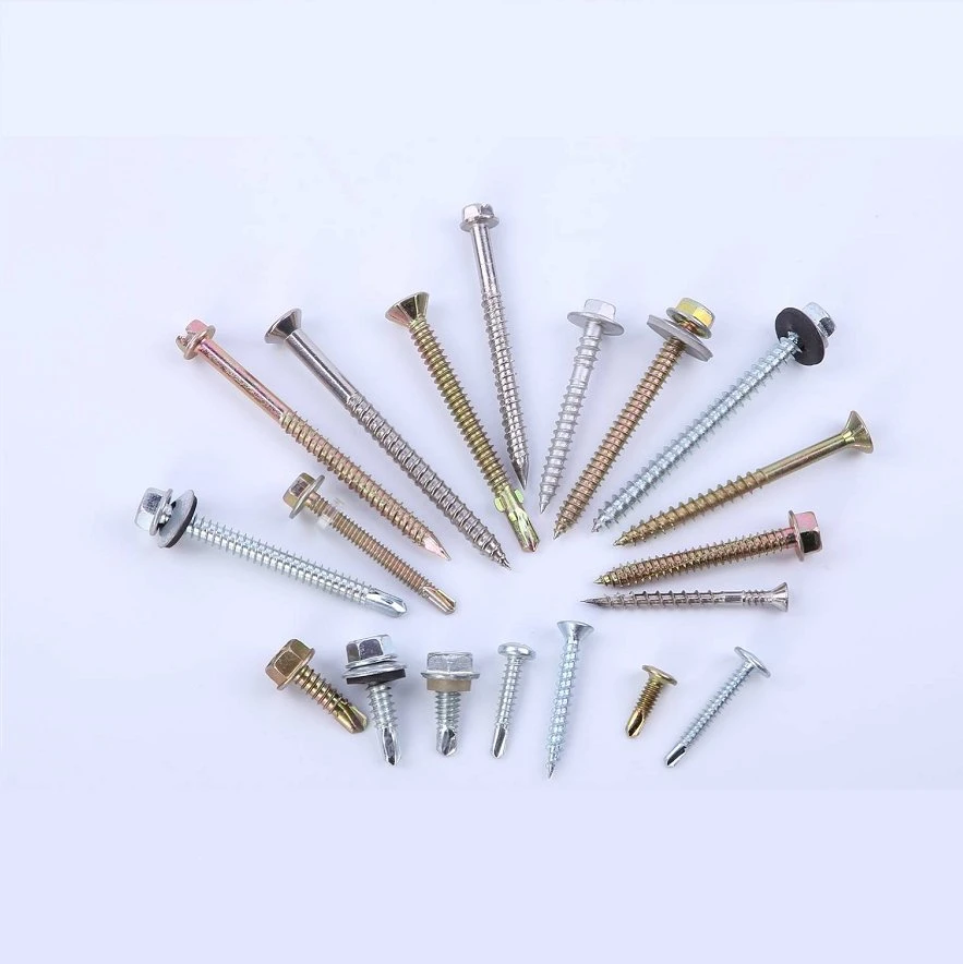 High Quality Factory Wholesale Hex Head Self Drilling Screw with Washer Cut Tip Tail Knurling Annular Knurl Zinc Self Tapping Screw with Cut Tip Tail with Knurl