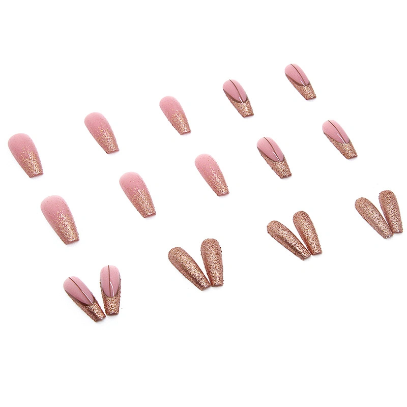 Ballerina Long Section Shiny Gold Powder Wearable Nail Sticker Manicure Removable Nail Sticker