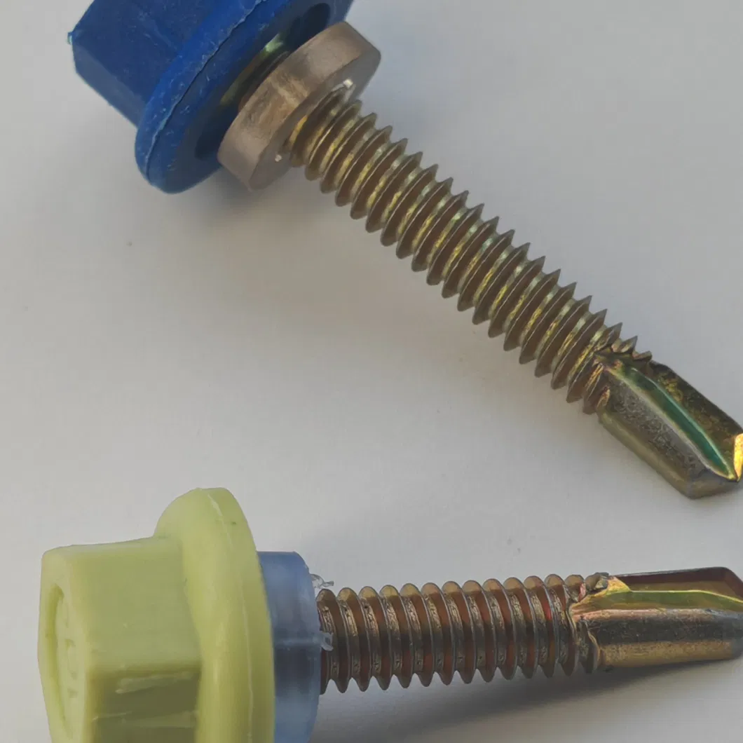 Hex Washer Head Waterproofing Screw Steel to Timber Fix Roofing Fastening Color Head Painted Patented Tip