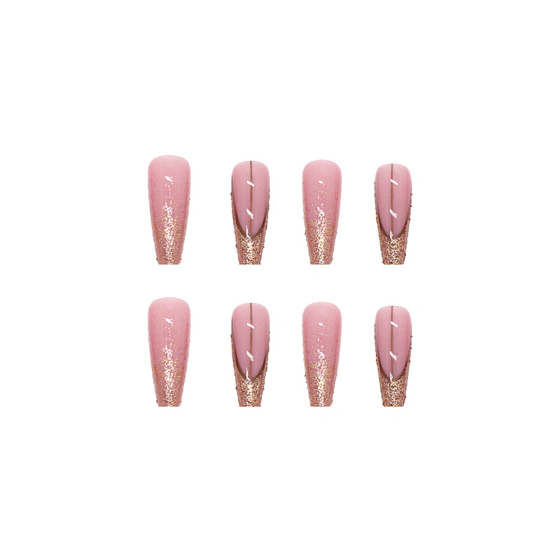 Ballerina Long Section Shiny Gold Powder Wearable Nail Sticker Manicure Removable Nail Sticker