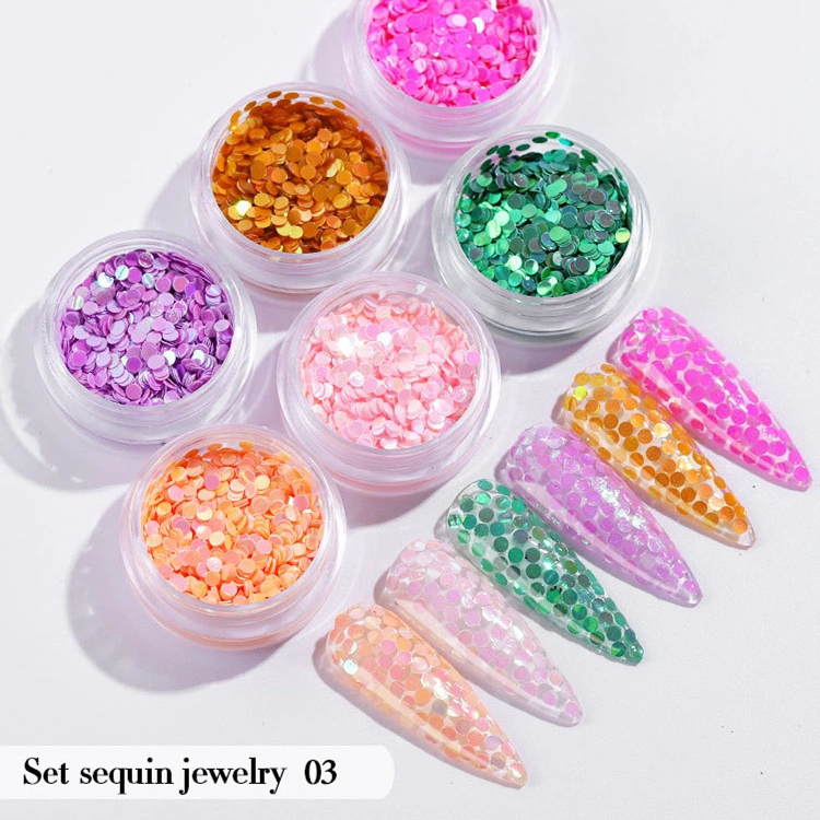 6PCS/Set Nail Beauty Chrome Glitter Kit, Nail Sequin Nail Art Mirror Powder Decoration