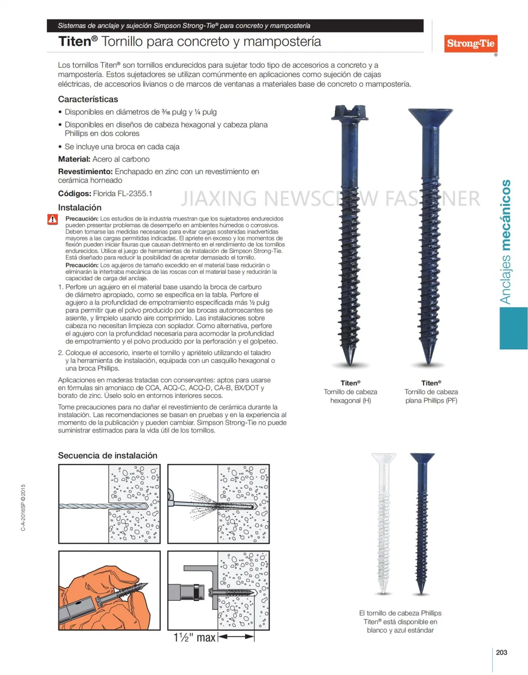 Concrete Screws Slotted Hex Washer Head