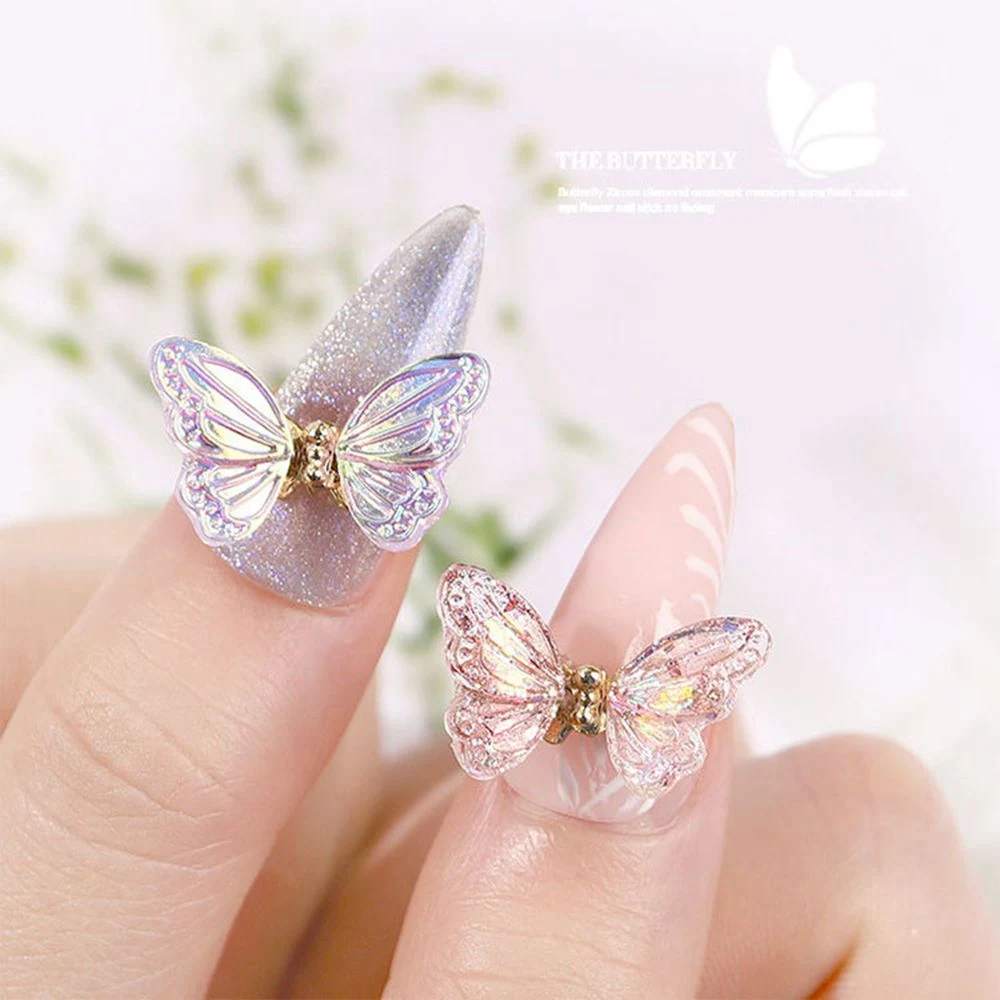 Newly Designed Laser Shiny 3D Butterfly Nail Art Accessories Nail Art Zircon 3D Butterfly Nail Charm