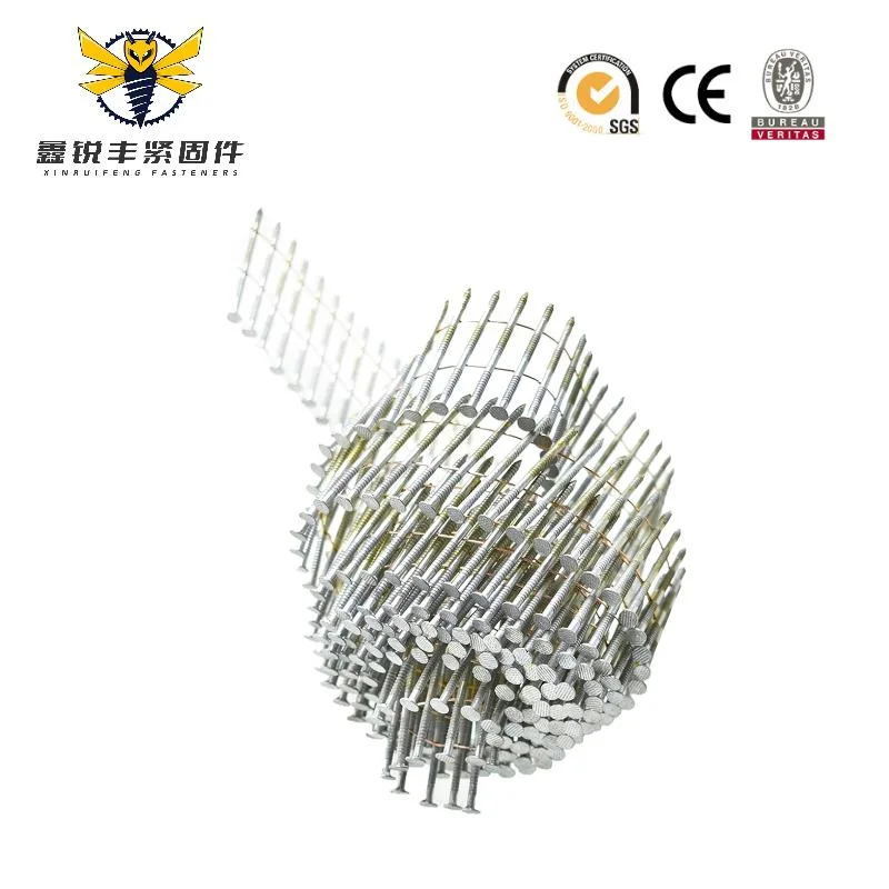 1200 Counts Coil Siding Nail Full Round Head Wire Collated Coil 15-Degree 1-1/4-Inch X. 090-Inch Ring Shank 304 Stainless Steel Coil Roofing Nails