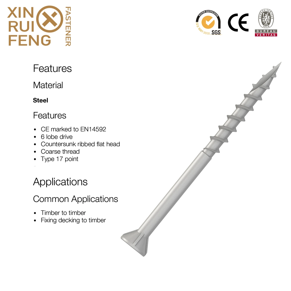 Xinruifeng Fasteners Zinc Epoxy Structural Assembly Full Thread Type 17 4 Cut Point 6 Lobe Socket T-Star Csk Flat Head Chipboard Wood Construction Screws