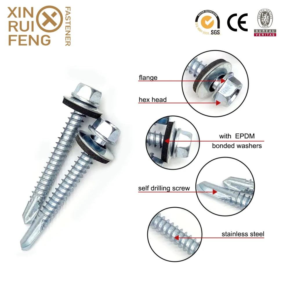 Wholesale Price Supplier Fasteners Chinese Factory Low Price Ruspert and Zinc Plated Hex Head Drilling Screws