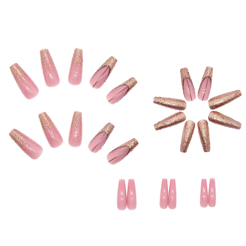 Ballerina Long Section Shiny Gold Powder Wearable Nail Sticker Manicure Removable Nail Sticker