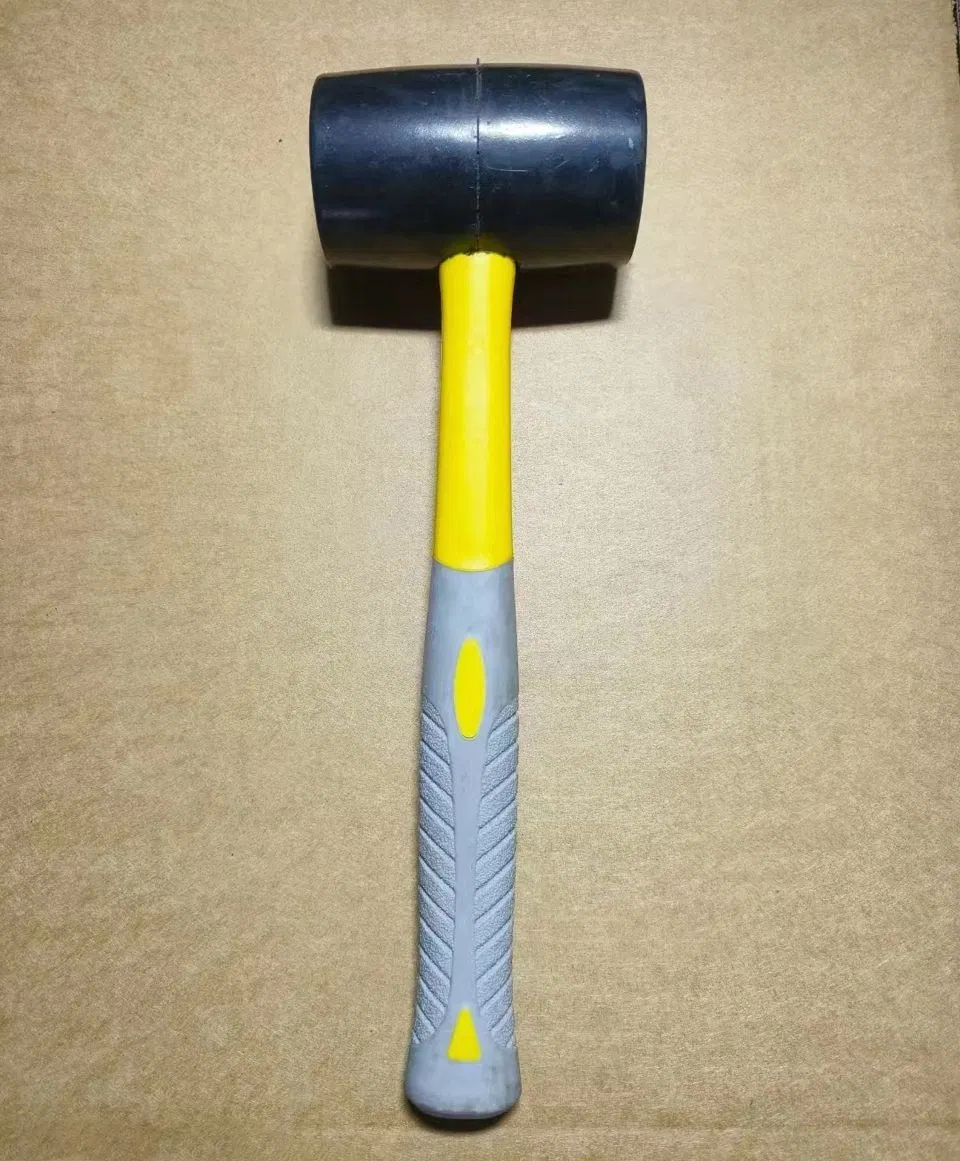 Durable Low Recoil Rubber Mallet Heads with Grip Fiberglass and Rubber Handles