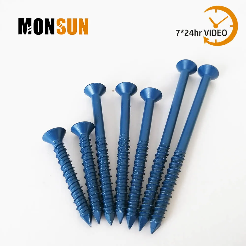 Anti-Corrosion Blue Coating Flat Head Phillips Concrete Anchor Screw Forbrick or Block