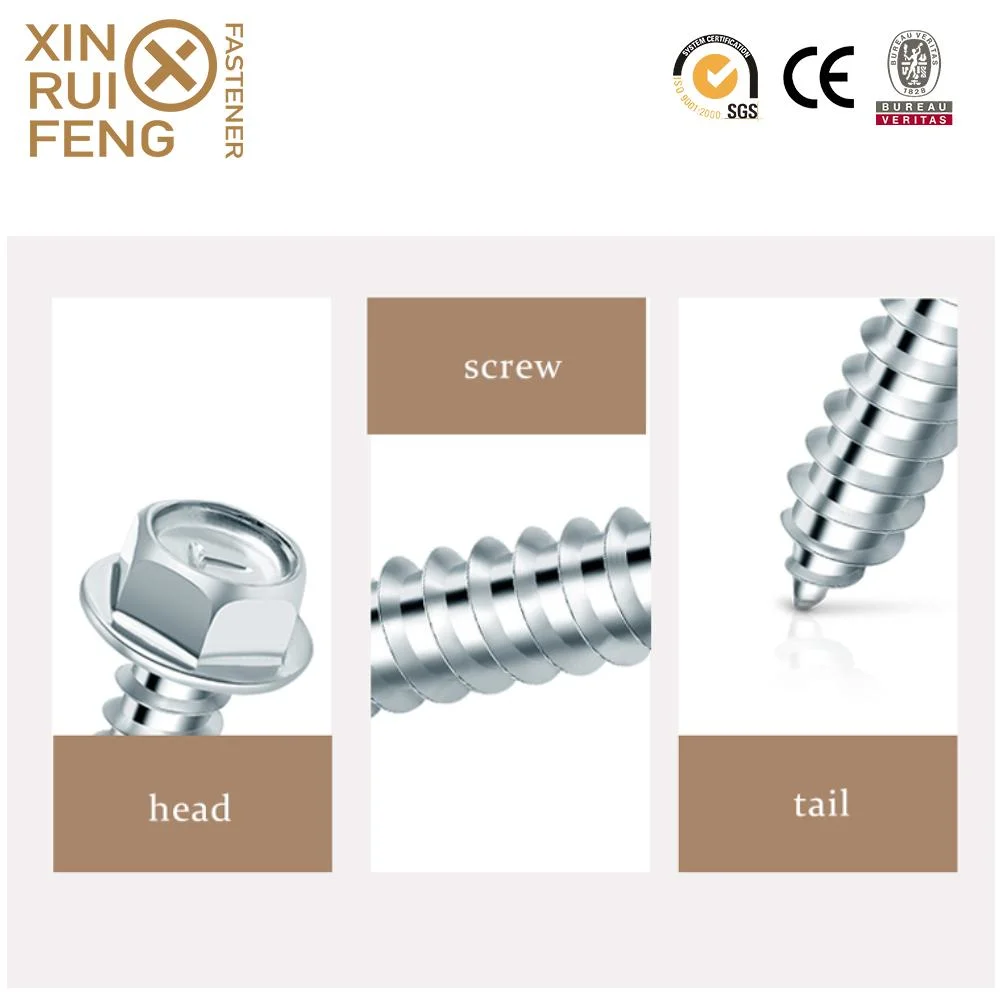 China High-Quality Metal Self-Tapping Thread Screw Manufacturer Custom M1/M6 Drilling Hex Head Self-Tapping Self-Drilling Roofing Screw with Washer