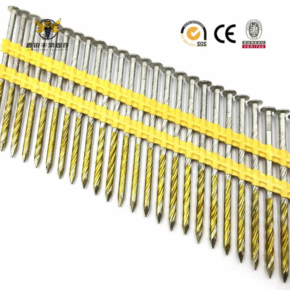 Factory Price Round Head Zinc Plated Ring Shank 21 Degree Plastic Strip Collated Nail