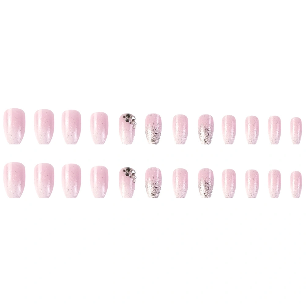 Summer Lotus Root Powder Gradient Fake Nail Patch Nails Pure Glitter Diamond Wear Nail Nail Nail Patch Removable