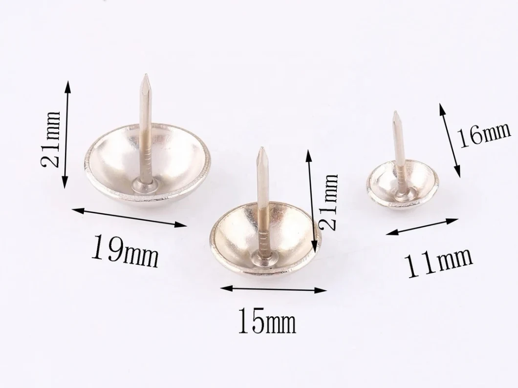 Hot Sale 17mm Decorative Hardware Sofa Nail Round Shiny Silver Nail Furniture Hardware Upholstery Nail Heads