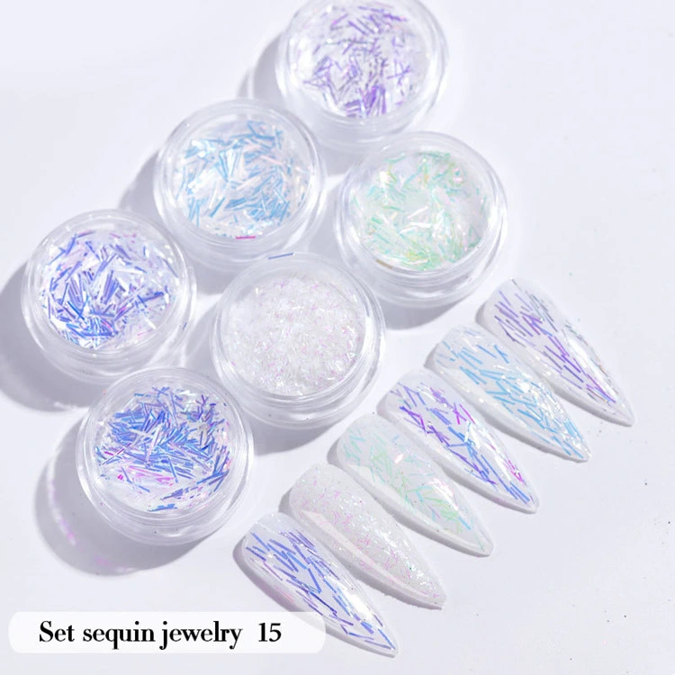 6PCS/Set Nail Beauty Chrome Glitter Kit, Nail Sequin Nail Art Mirror Powder Decoration