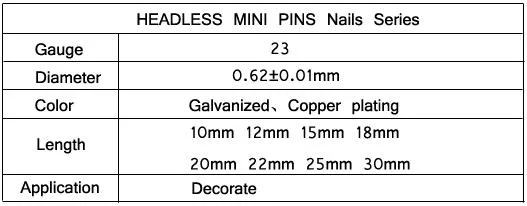 Galvainzed Headless Steel 28mm Copper Plated 23ga P6 Pin Nail