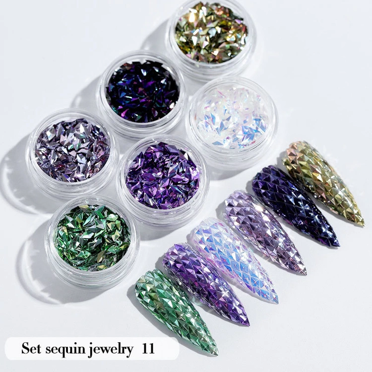 6PCS/Set Nail Beauty Chrome Glitter Kit, Nail Sequin Nail Art Mirror Powder Decoration