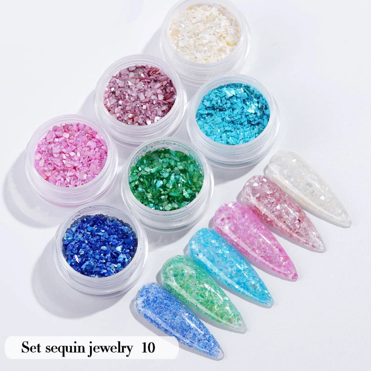 6PCS/Set Nail Beauty Chrome Glitter Kit, Nail Sequin Nail Art Mirror Powder Decoration