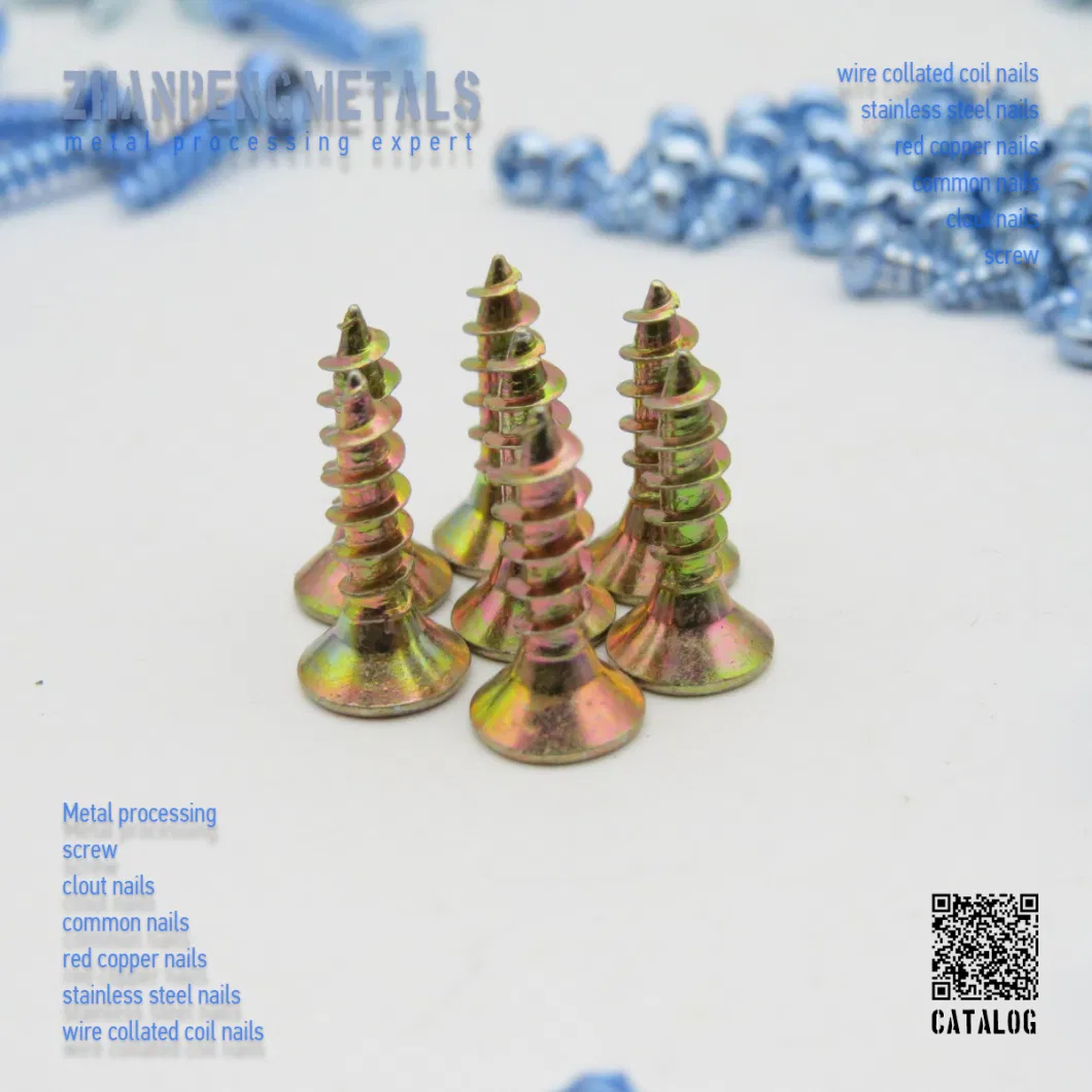 Wholesale Yellow Zinc Plated Carbon Steel Pozi Head Countersunk Chipboard Screw Nail