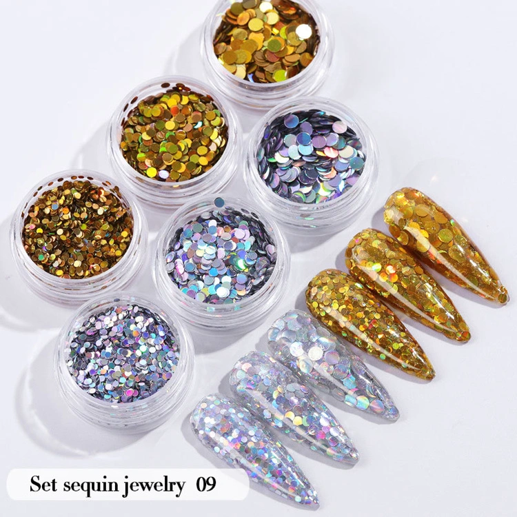 6PCS/Set Nail Beauty Chrome Glitter Kit, Nail Sequin Nail Art Mirror Powder Decoration