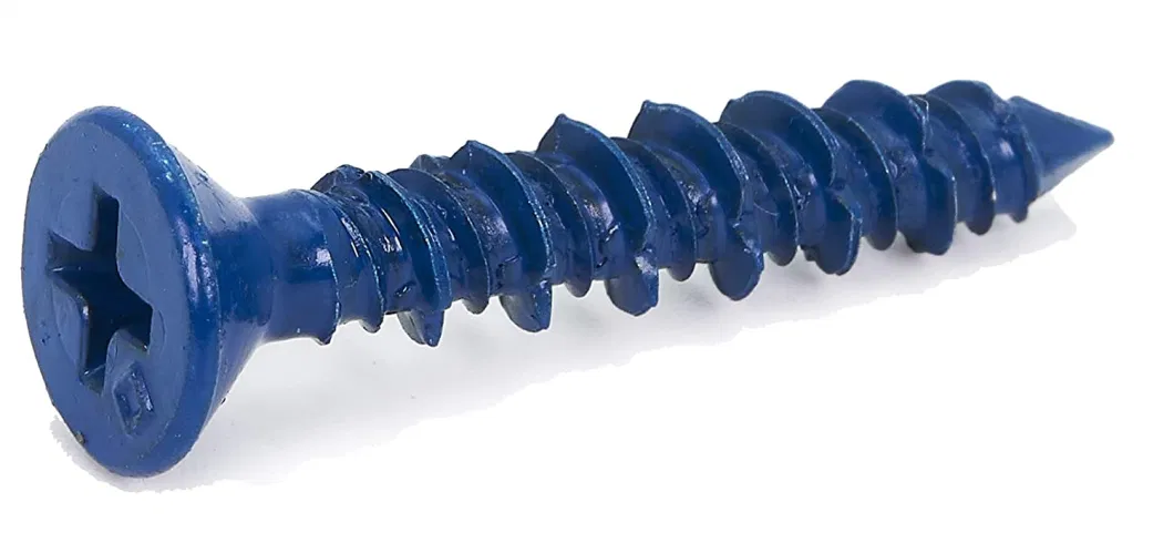 Blue Ruspert Masonry Fixing Cross Slotted Countersunk Head Self Tapping Concrete Screws