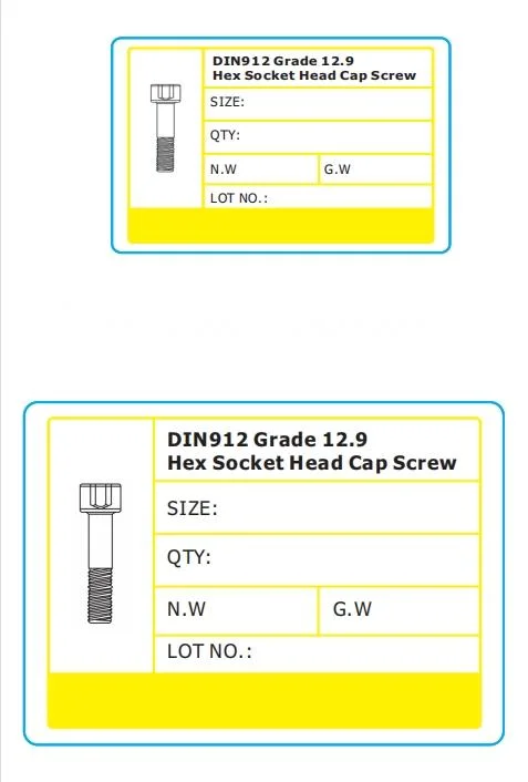 Factory Supply High Strength Grade 12.9 Alloy Steel Hex Socket Head Cap Screw DIN912 for Machinery Allen Screw Bolt