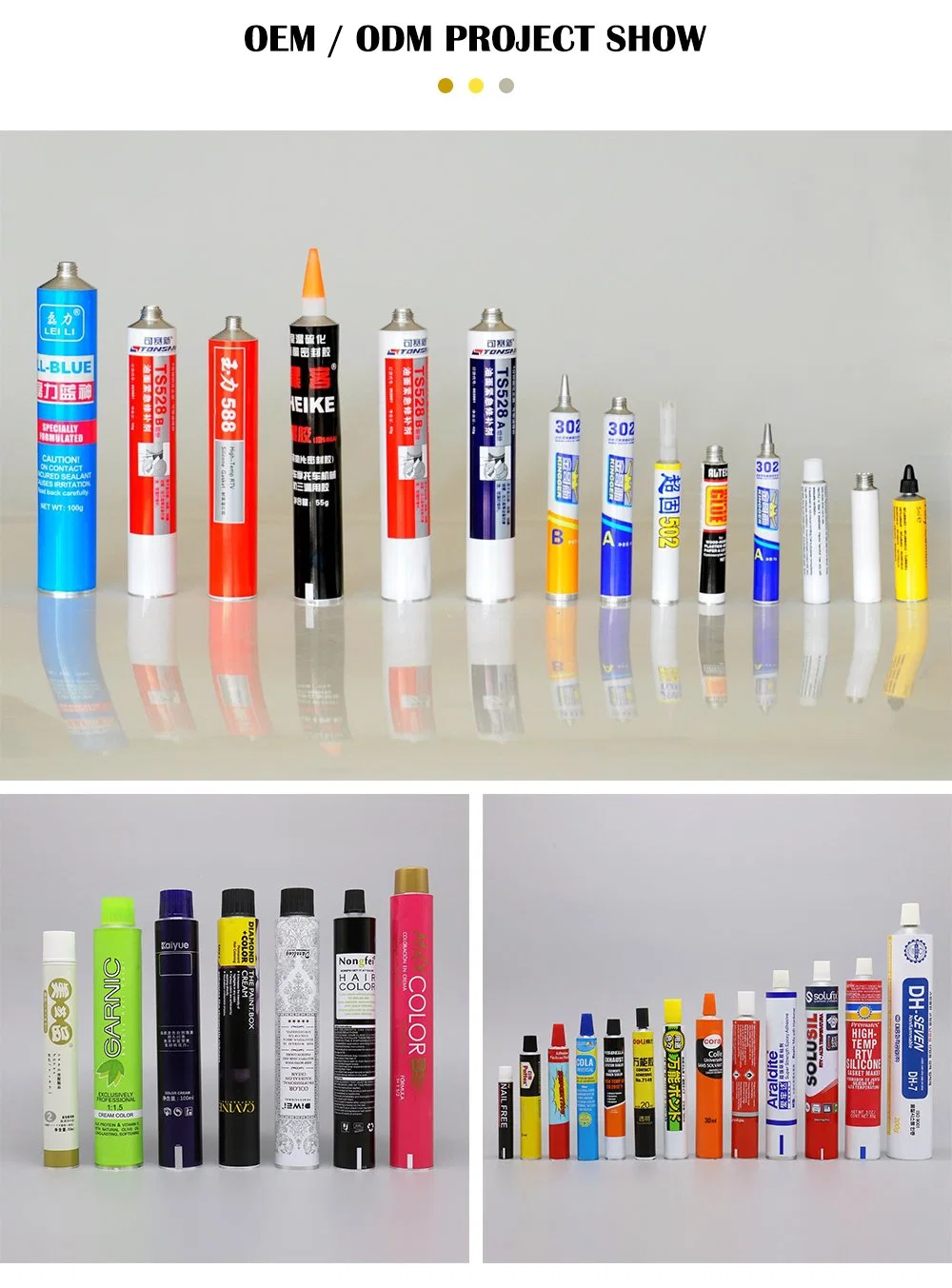 Small Once Time Glue Tube Package Aluminum Collapsible Tube Package for Automobile Adhesive/D13.5mm 5ml with Long Nozzle Cap