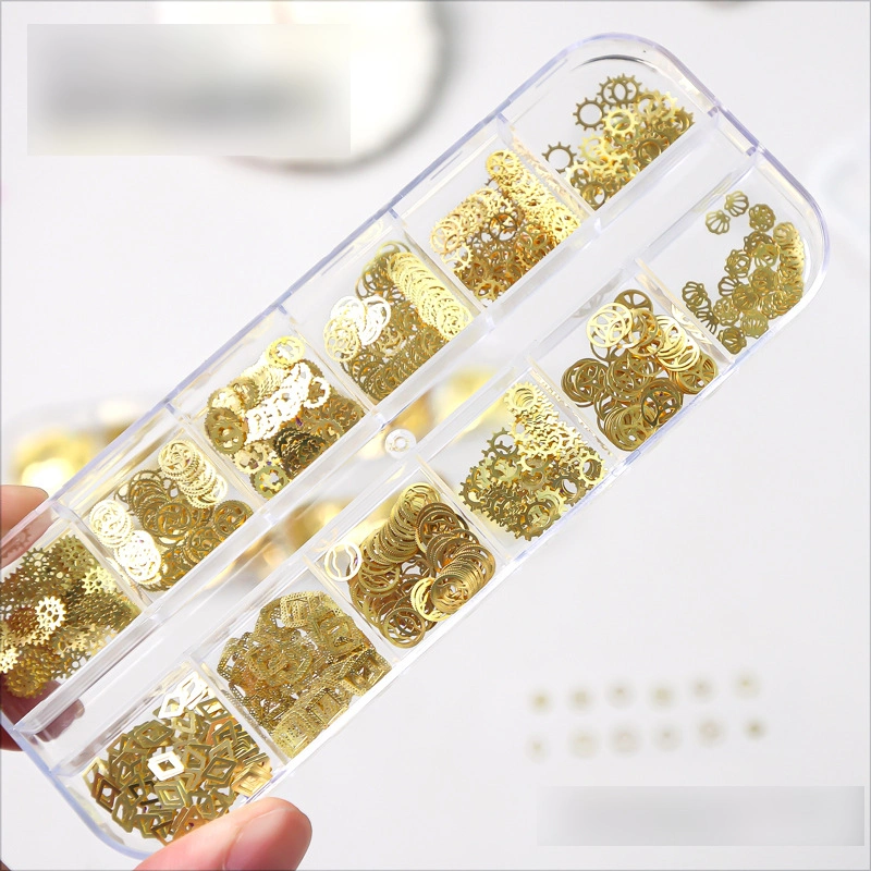 Nail Decoration Cross-Border New Net Red Nail Computer Film Hollow Gear Shell Metal Chip Nail Decoration Mixed 12