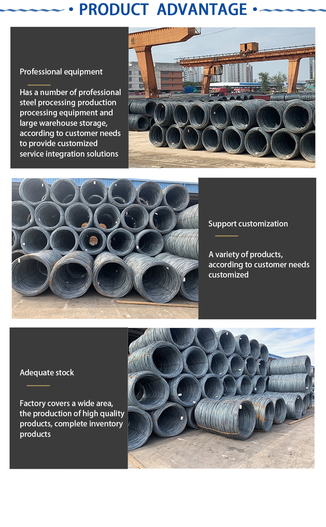 Various Specifications Support Cutting Low Carbon Steel Wire Rod Making Nails