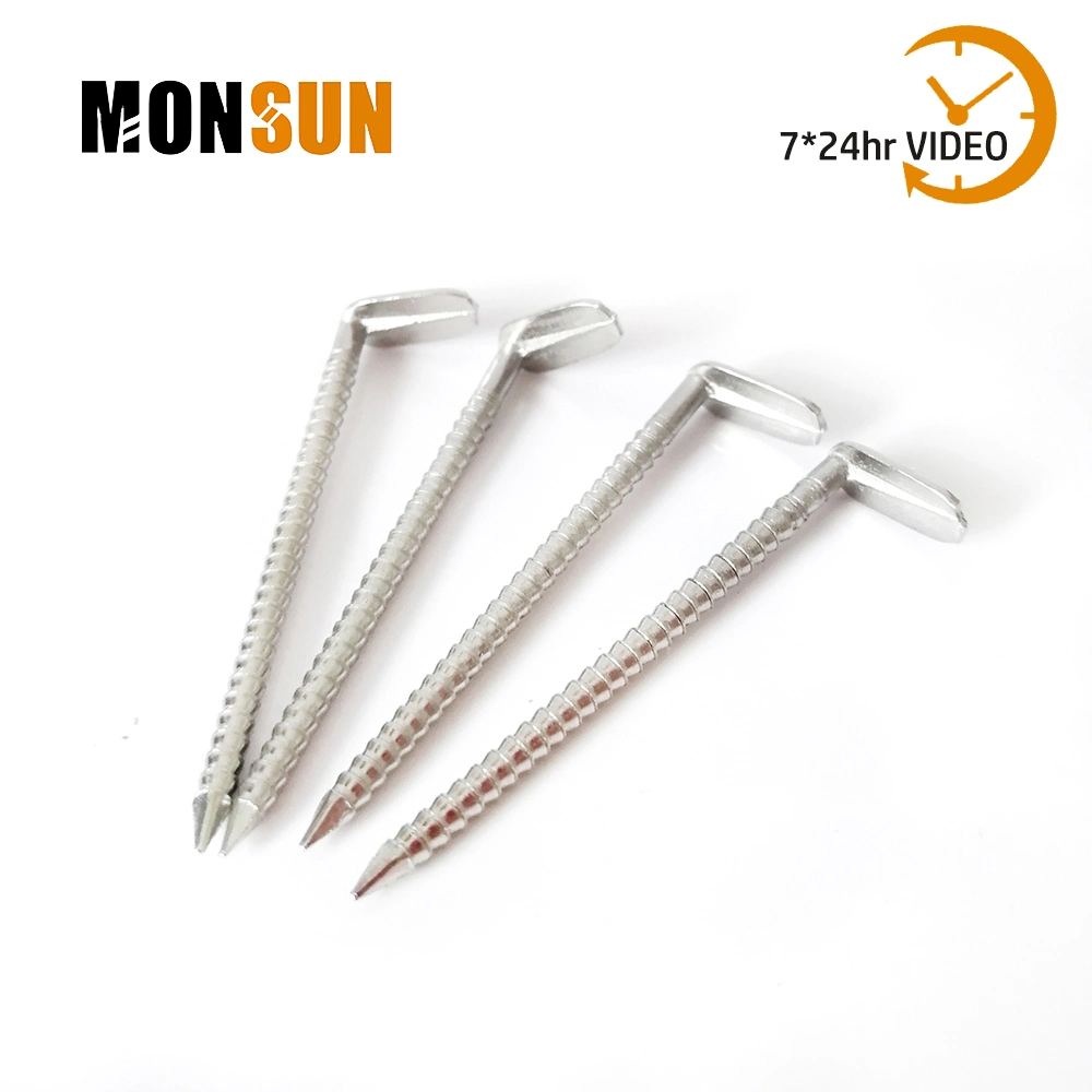 316 Stainless Steel Right Angle L Head Ring Shank Camping Clintch Nails