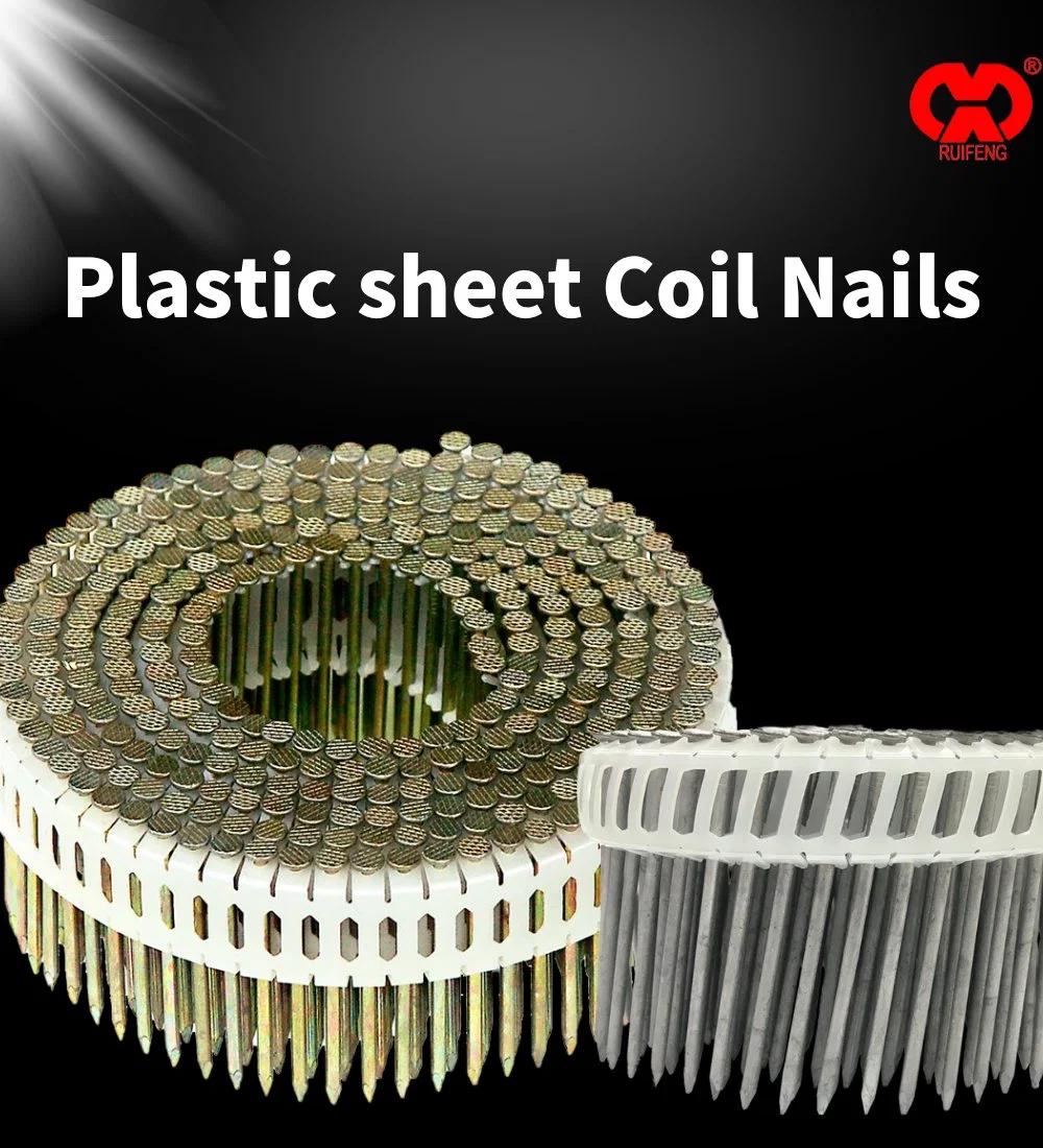 0/15&deg; Smooth / Ring Shank, Plastic Sheet Coil Siding Nails / Fence Nails / Framing Nails for Pneumatic Nailer with CE