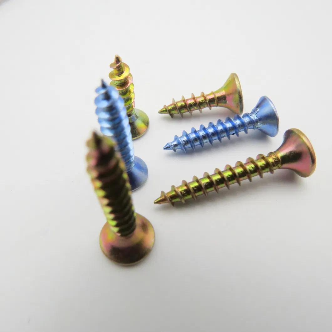 Wholesale Yellow Zinc Plated Carbon Steel Pozi Head Countersunk Chipboard Screw Nail