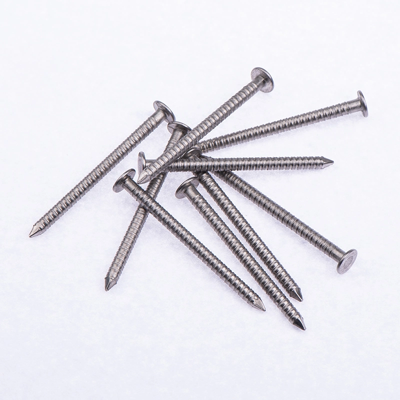 China Manufacture 2.6*40mm Stainless Steel 304 Flat Head Threaded Steel Nail