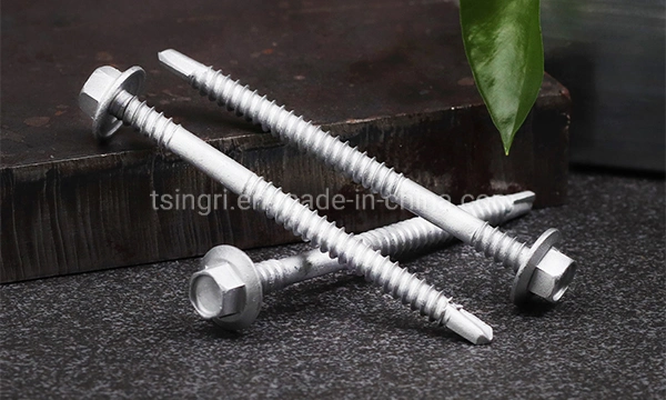 TGR/Tsingri SS316+SCM435 Bi Metal Ruspert Surface Hex Washer Double Thread Self Drilling Tapping Roofing Screws