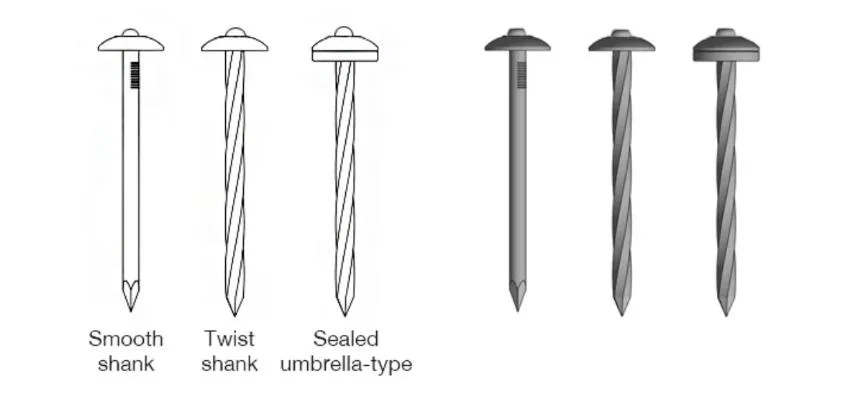 Galvanized Umbrella Head Roofing Nails with Washer, Twisted Corrugated Roofing Nails