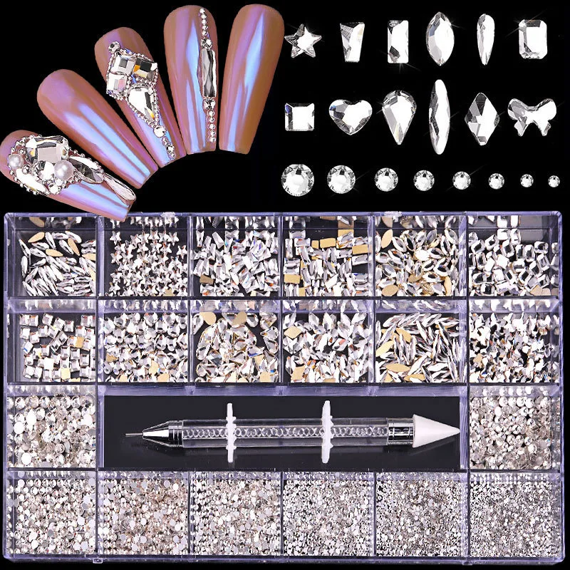 High Quality Nail Art Decoration Crystal Glitters Stone Shaped Rhinestone Nail