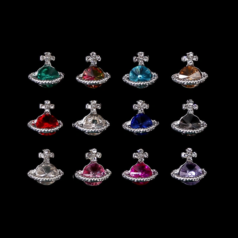 Cross Border Nail Accessories Alloy Japanese Planet Shiny Multi-Color Box with Saturn Inlaid Nail Stick