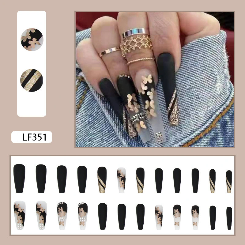 High Quality Luxury Diamond False Nails Extra Long Coffin Fake Nails Tipc Curve Elegant Design Press on Nails