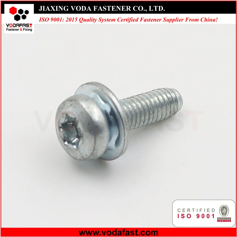 Vodafast Pan Head Machine Screw with Serrated Lock Washer External Teeth Assembled