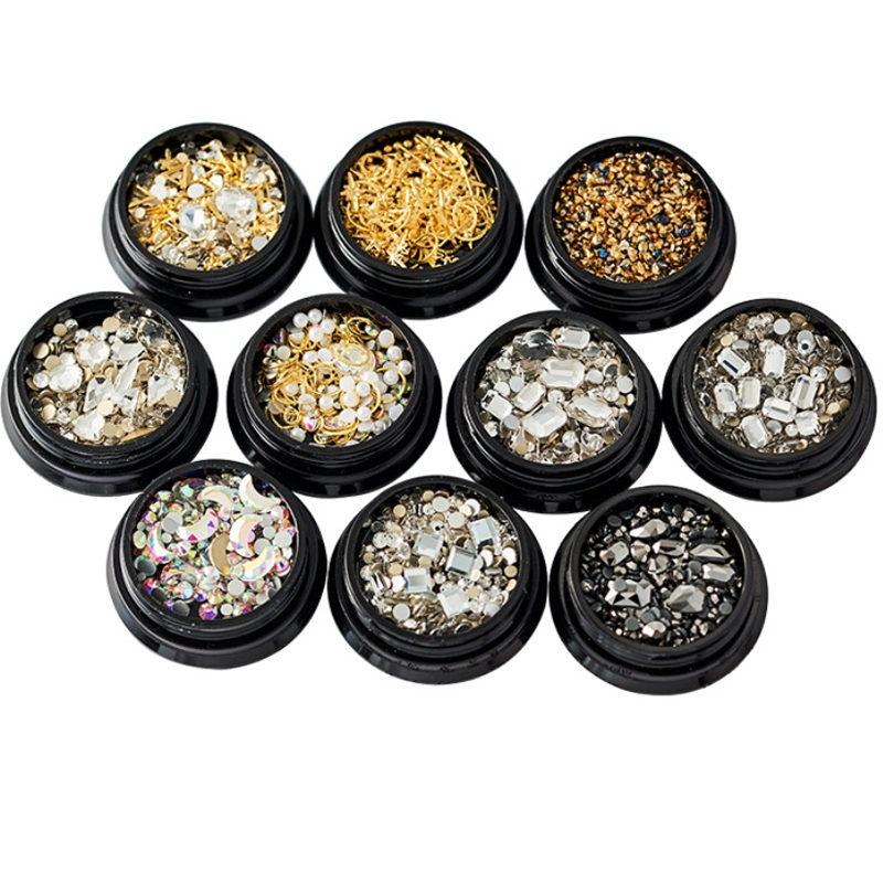 Glitter 3D Rhinestones Ab Flat Back Shiny Stones Nail Art Decorations Mixed Nail Gems