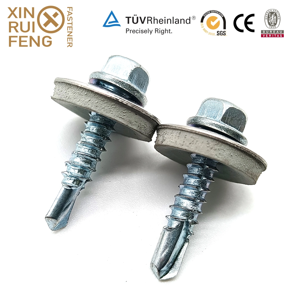 Xinruifang Fasteners 304 (A2) A4 Stainless Steel Bimetal Bi-Metal Csk Pancake Hex Washer Head Timber Stitching Tek Self Tapping Drilling Screws