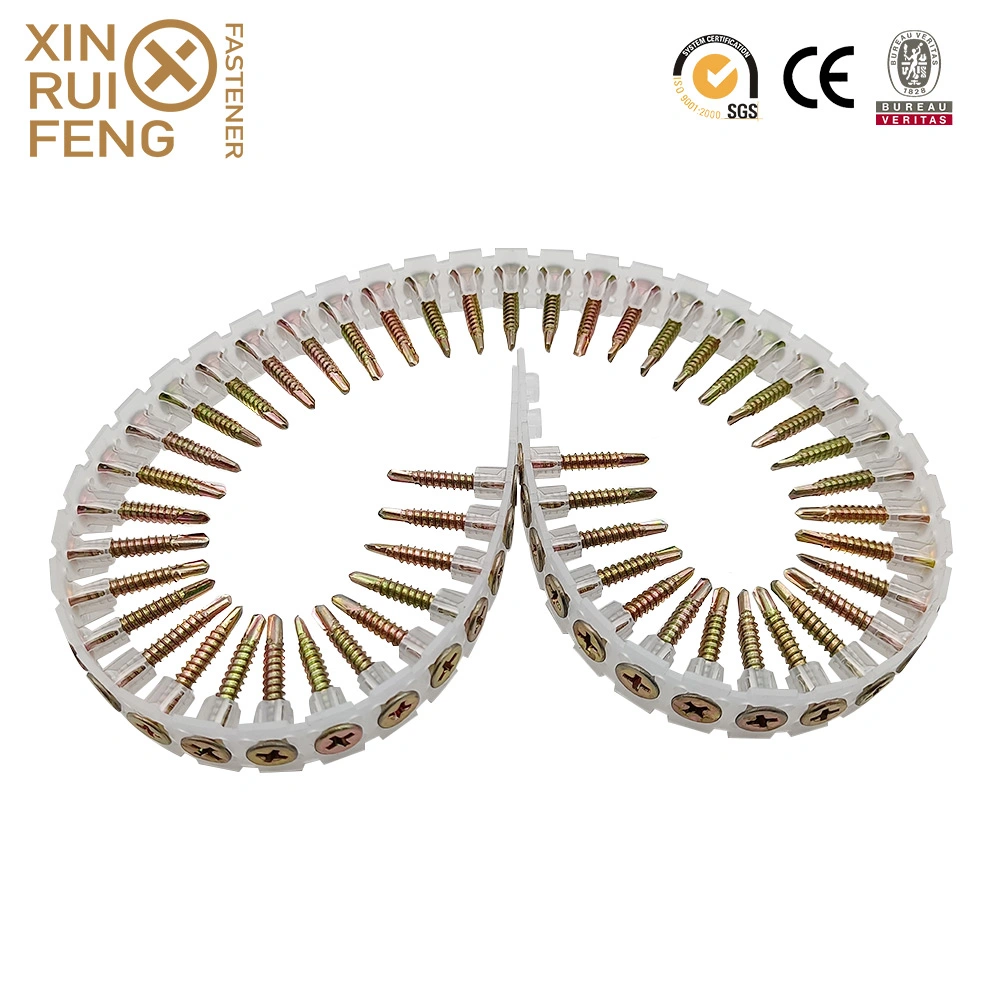 Xinruifeng Fasteners Zinc Ruspert pH. Torx Square Pozi Drive Bugle Csk Head Band Collated Hi Lo Thread Self Tapping Drilling Wood Chipboard Deck Drywall Screws