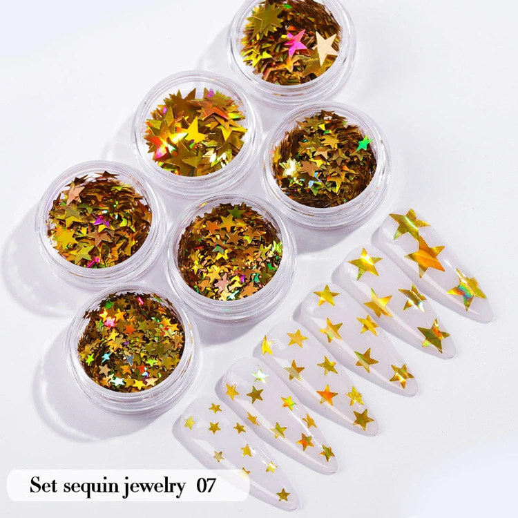 6PCS/Set Nail Beauty Chrome Glitter Kit, Nail Sequin Nail Art Mirror Powder Decoration