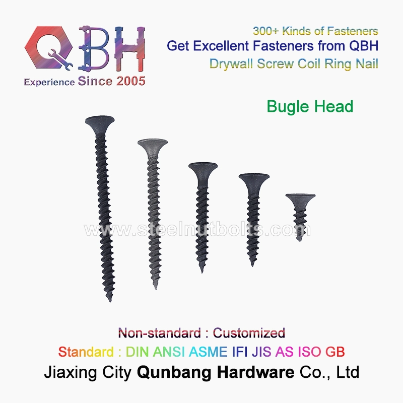 Qbh Fine Full Thread Threaded Self Tapping Phillips Drive Cross Slotted Head Black Zinc HDG Heat Treatment Dacromet Geomet Gray Phosphate Drywall Screws