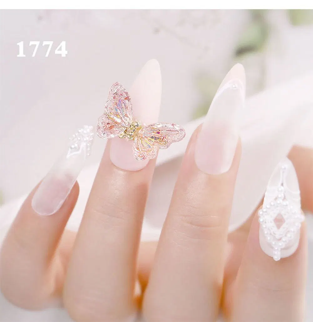 Newly Designed Laser Shiny 3D Butterfly Nail Art Accessories Nail Art Zircon 3D Butterfly Nail Charm