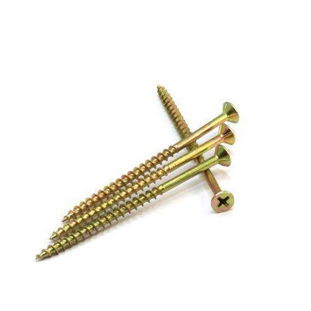 Philips Countersunk Head Yellow Zinc Plated Chipboard Self Drilling Screws